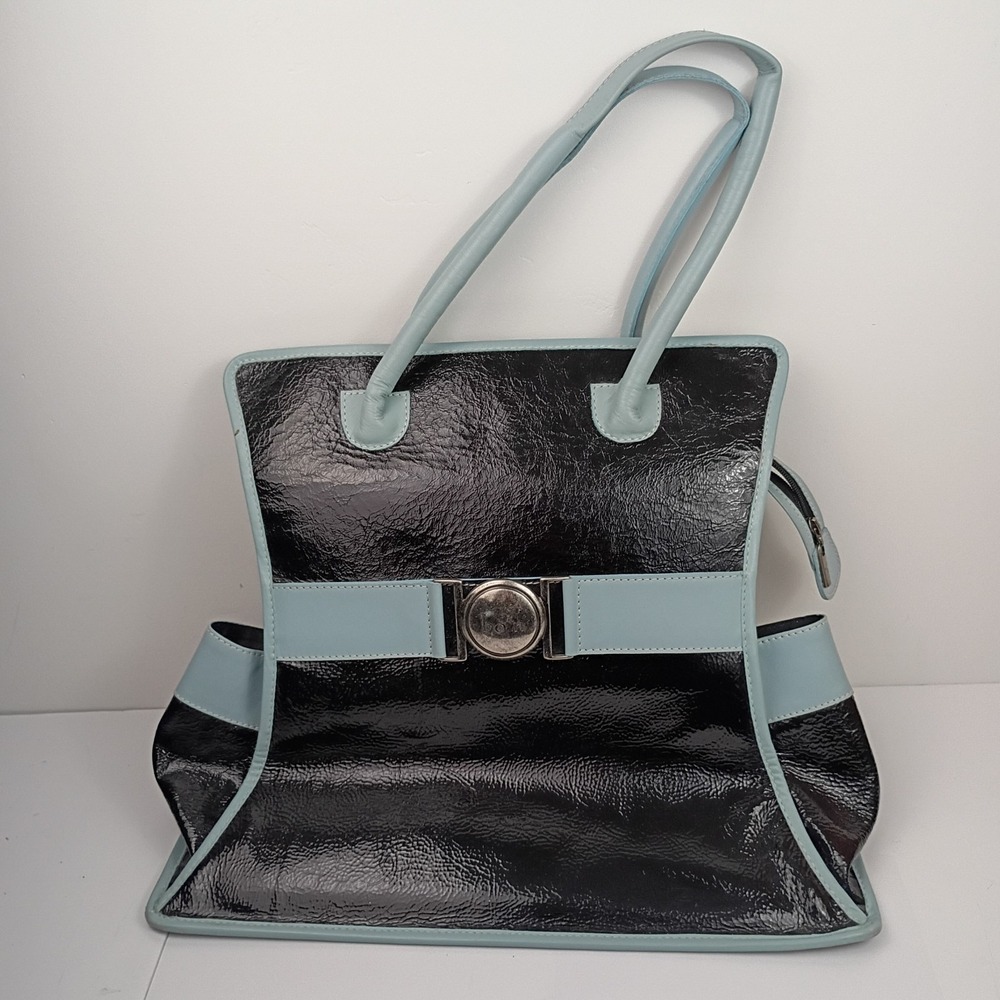 Black & Blue Leather Insulated Diaper Bag Made By Bo2n baby
